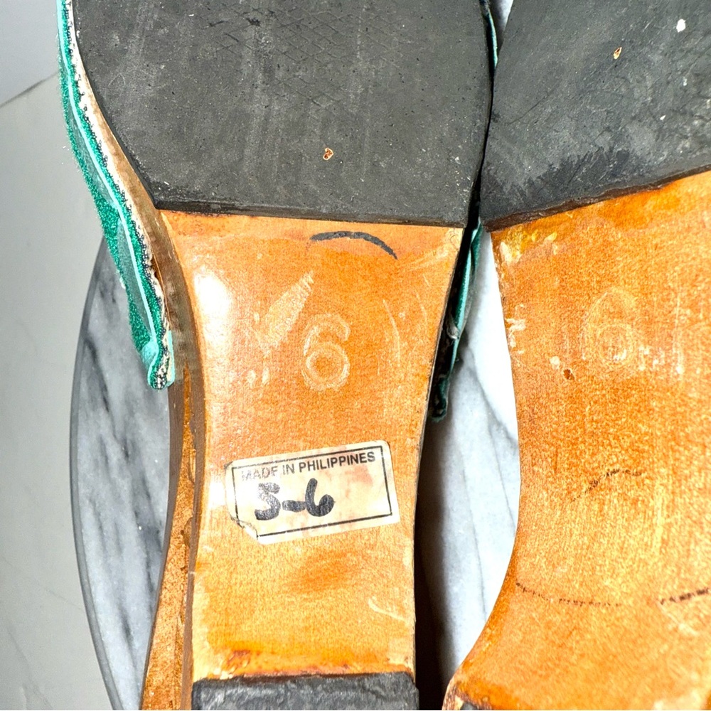 Vintage 1940’s Mid-Century Philippines Wood Hand Carved & Beaded Sandals size 6 - Picture 7 of 7